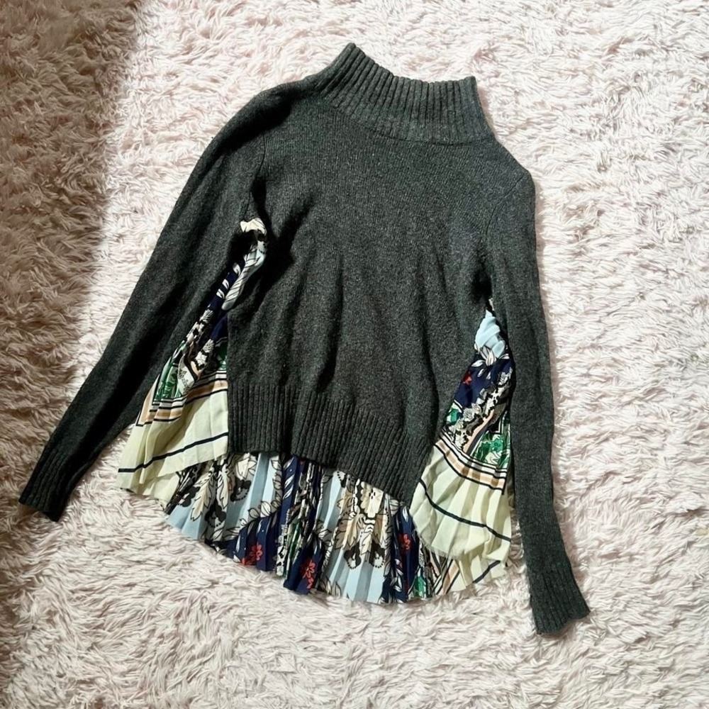 Moth Cottage Core Pleated‎ Whimsical Cashmere Blend Sweater Womens XS Boho Indie